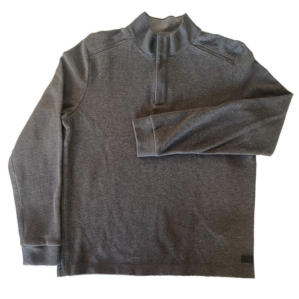 Hugo Boss Men’s Sz L 1/4 Zip Pullover Sweater Gray Cotton Casual Classic EUC